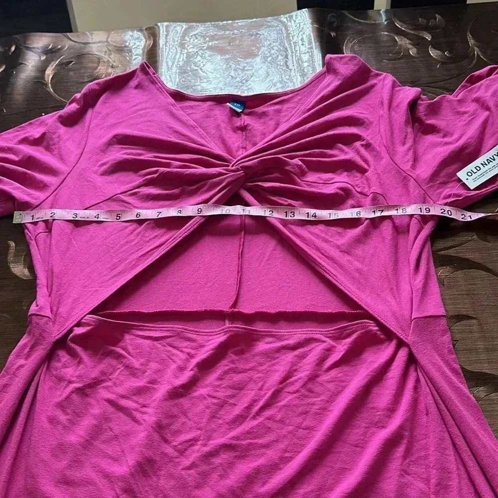 Old Navy Fit & Flare Twist-Front Cutout Midi Dress in Raspberry Tart Women' - Picture 6 of 10